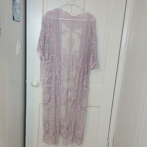 LC Lauren Conrad Sheer Lace Robe in Soft Purple